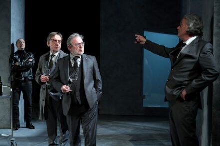 Ivan Cankar: For the Good of the Nation / Marko Mandić, Gregor Baković, Bojan Emeršič and Valter Dragan. Photo by Peter Uhan.